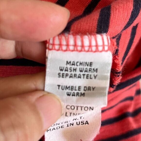 Cut Loose Long Sleeve Top XS Striped Red/Navy Ruched Back Nautical Lagenlook - Picture 12 of 12